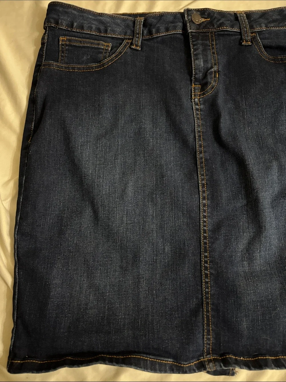Classic Dark Blue Denim Skirt western skater stretch Boho capsule wardrobe H